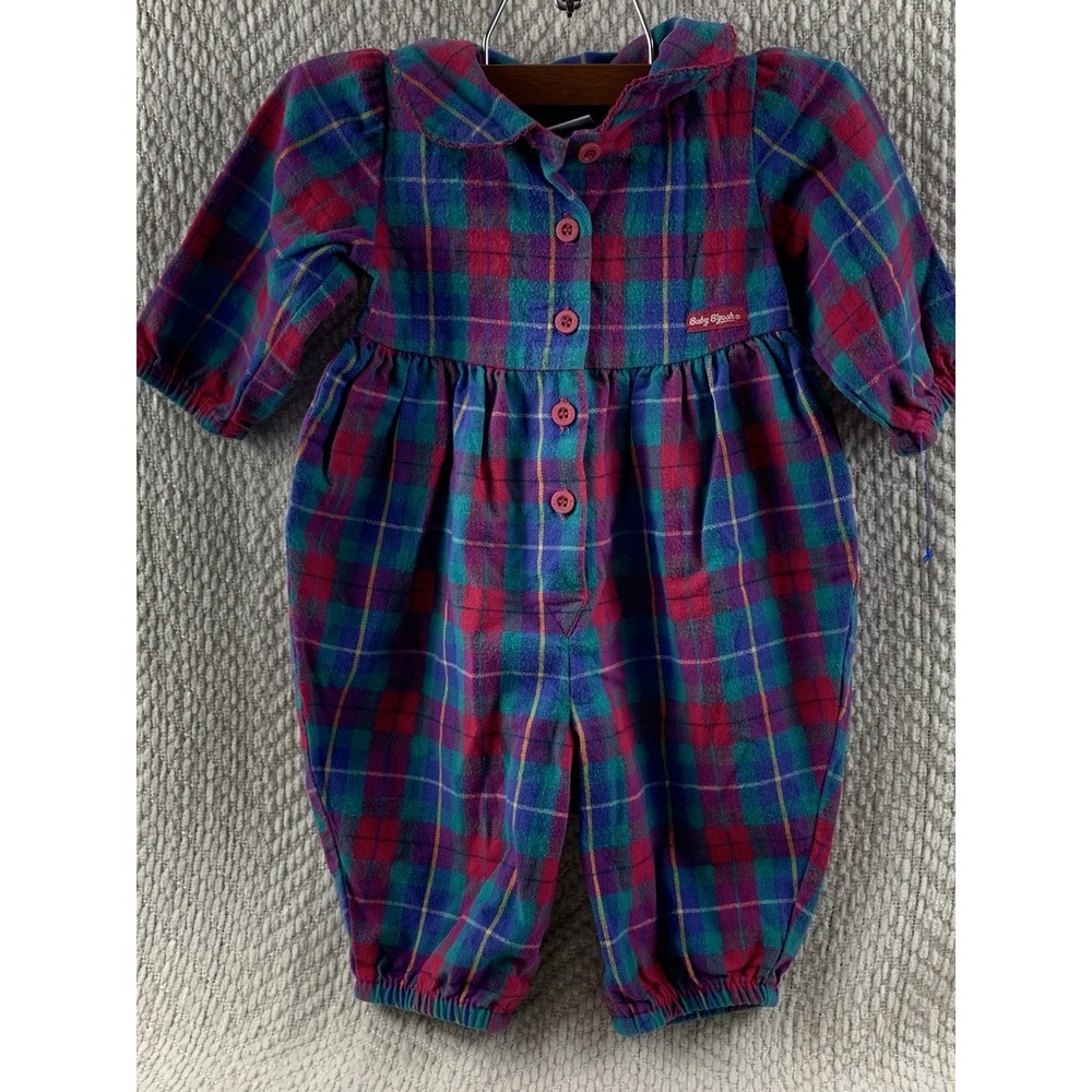 Vintage OshKosh Baby B'gosh Bubble Romper‎ 3-6 Mos Multi Color Block Plaid USA - Picture 16 of 16
